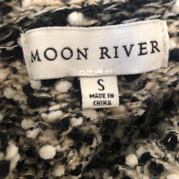 Moon River black tan white Metallic turtleneck Sweater size small - Picture 8 of 9